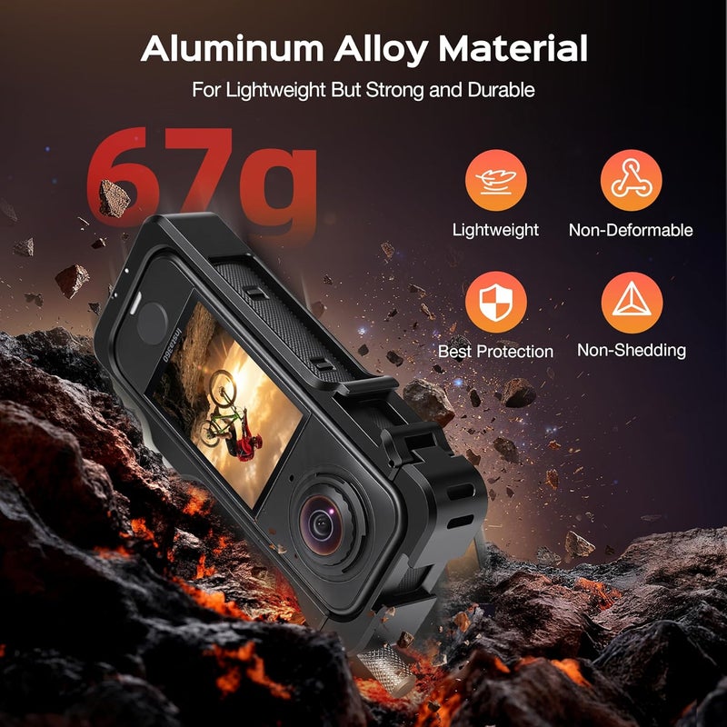 AMAZEAR Metal Protective Case for Insta360 X4 Air Accessories, Insta 360 X4 Air Multifunction Utility Frame Aluminum Cage with Stronger Construction, Various Expansion Mounts, Metal Black - Image 4